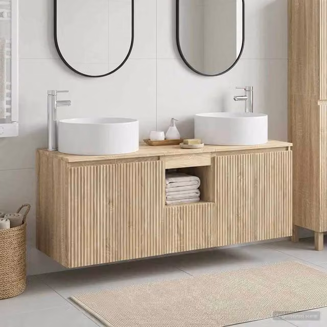 Set di Armadi da Bagno 3 pz Rovere Sonoma 49,5 x 44,5 x 65,5 cm 3405739