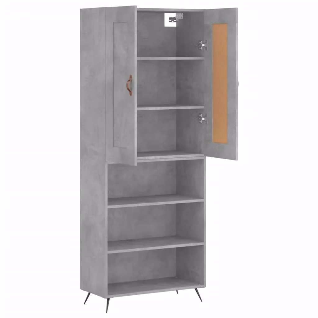 Buffet credenza moderna con ante e ripiani interni in legno ingegnerizzato e metallo, colore grigio, H 69,5 cm x L 180 cm x P 34 cm – 2