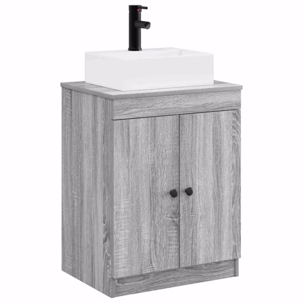 Set di mobili per il bagno moderno vidaXL in MDF grigio opaco – 2