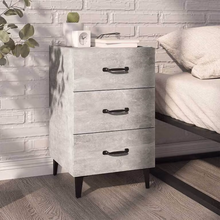Comodino moderno vidaXL in legno e metallo, Grigio, L 40 cm x P 40 cm x H 66 cm