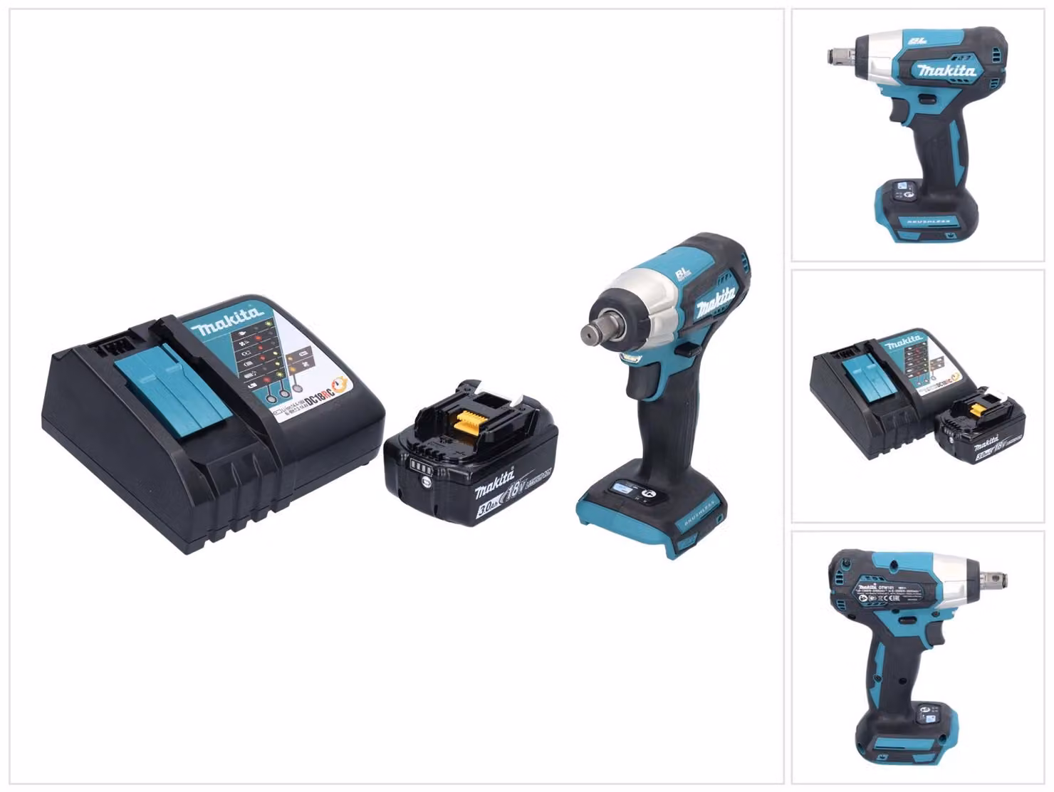 Avvitatore a impulsi a batteria Makita DTW 181 RF 18 V 210 Nm 1/2" brushless + 2x batteria ricaricabile 3,0 Ah + caricabatterie