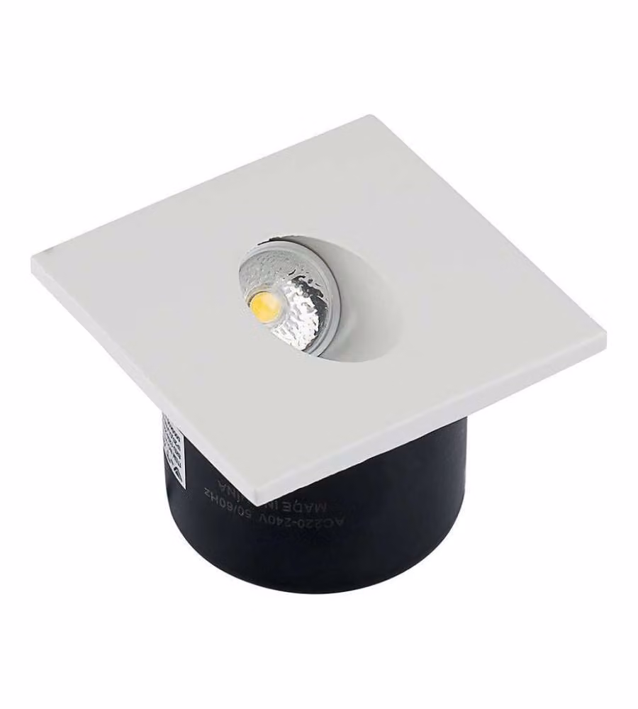 Faretto LED Segnapasso Quadrato V-TAC Bianco a Incasso 3W 3000K IP20