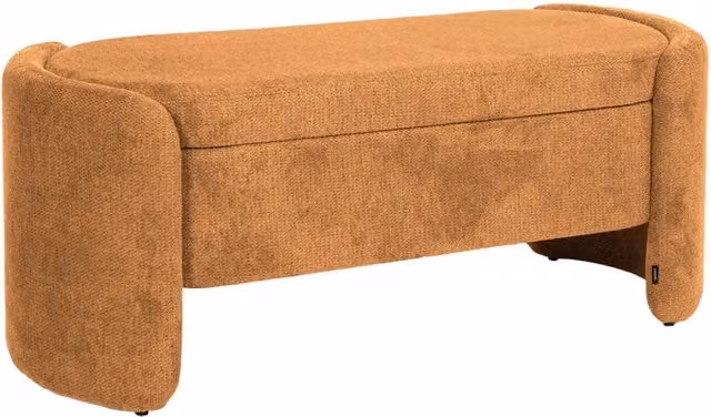 Panca contenitore Sweeek in tessuto color terracotta con base a sollevamento per camera da letto o soggiorno L: 110 cm, P: 45 cm, H: 42 cm