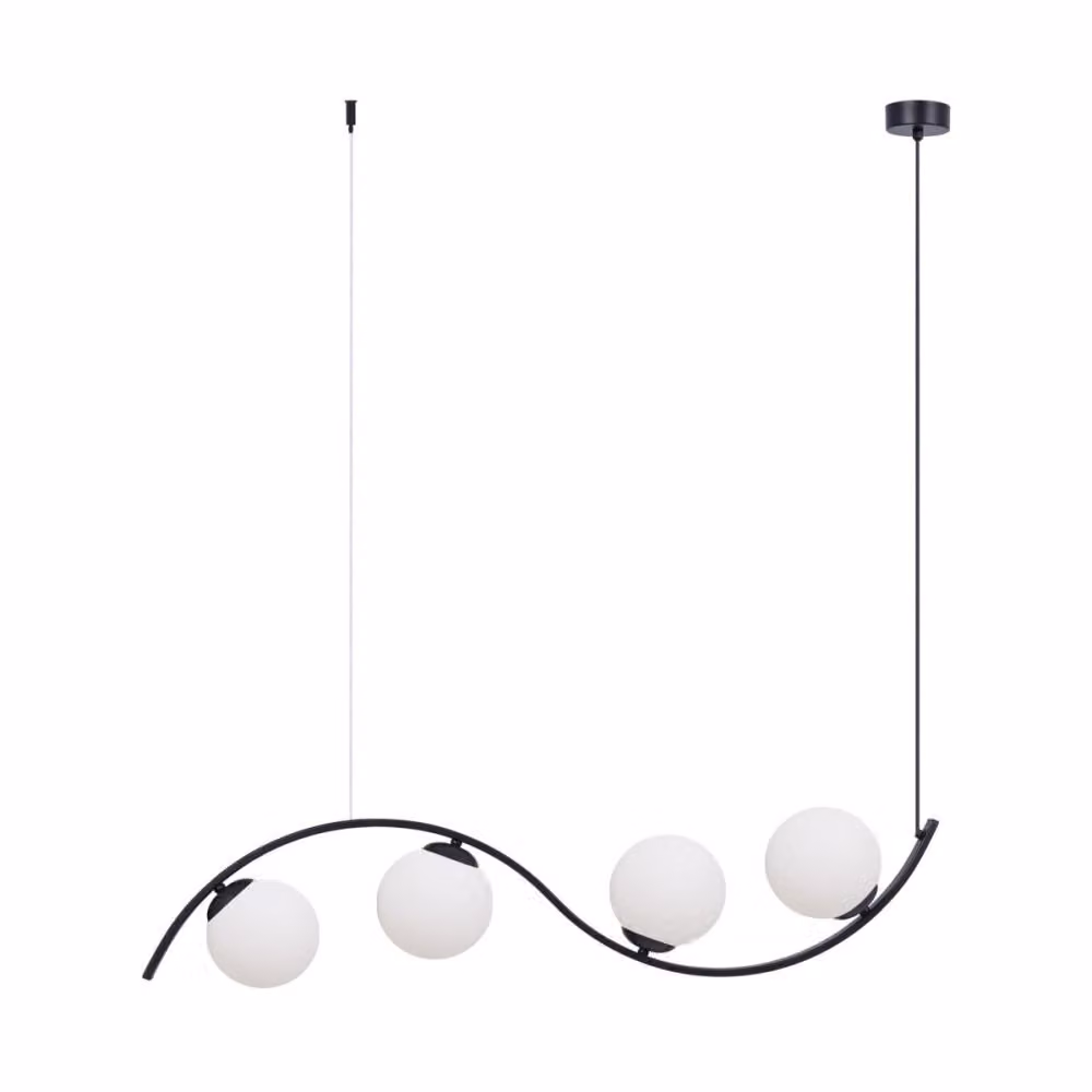 Lampada a sospensione WAVE in vetro bianco e nero, 4xE14x8W, metallo, dimensioni: 105x100x14 cm, IP20, Zuma Line