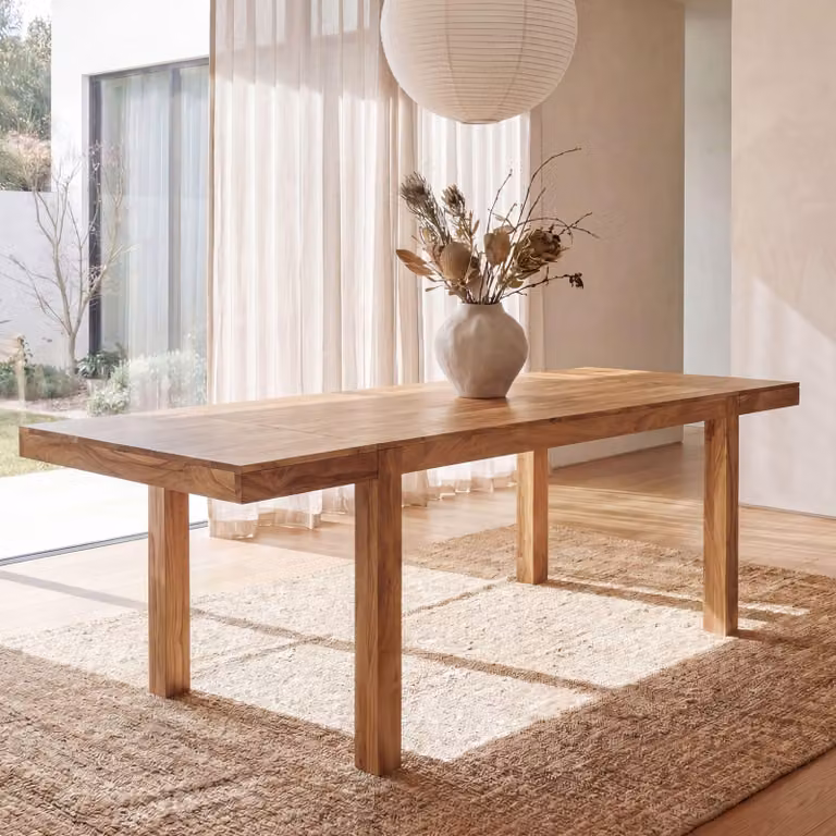 FineBuy: Tavolo da pranzo in legno massello di acacia, 160-240 cm, design classico, tavolo allungabile per la cucina, grande, rettangolare, semplice, tavolo in legno per la sala da pranzo