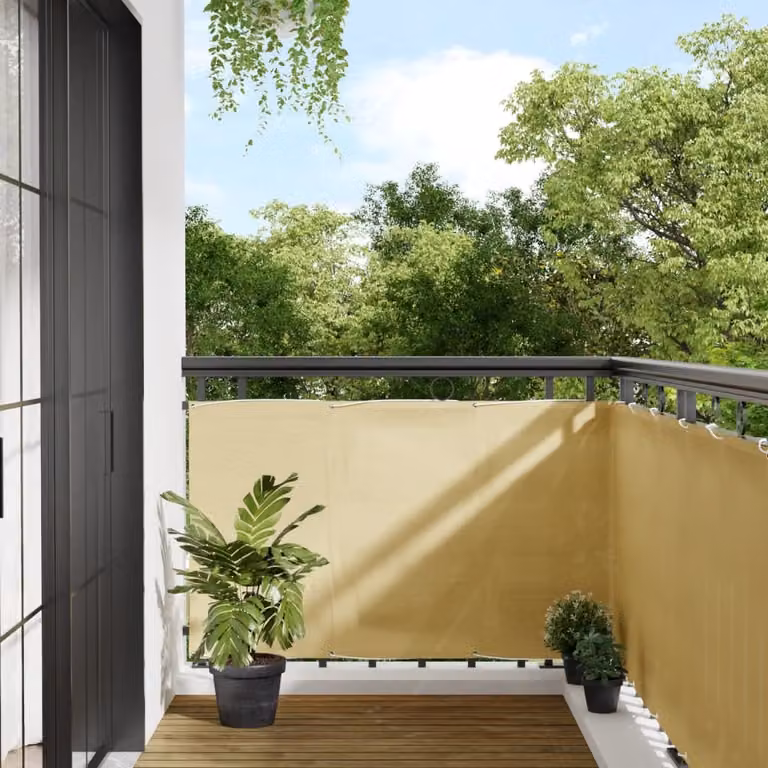 Paravento da Balcone vidaXL Colore Sabbia in Poliestere e Alluminio L: 600 cm, H: 90 cm