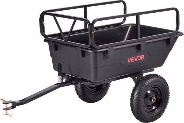 Carrello da Giardino Ribaltabile BTC-001D 226,80 kg in Polietilene con Pneumatici per Tosaerba e Fai da Te