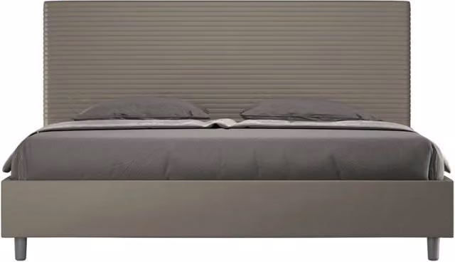 Letto matrimoniale king size Focus Ityhome con contenitore imbottito in similpelle color cappuccino L: 210 cm, P: 190 cm
