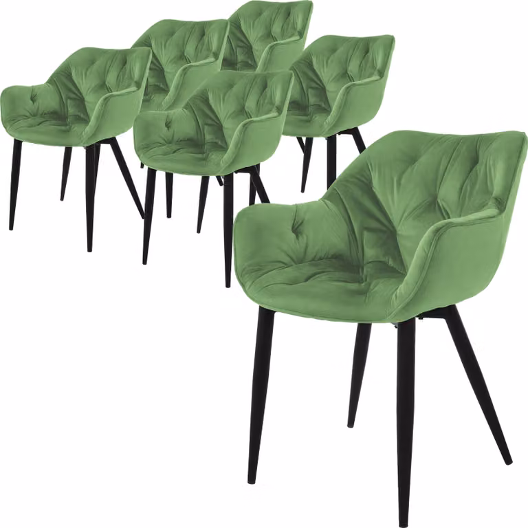 ML-Design set di 6 sedie da pranzo con schienale, salvia, in velluto