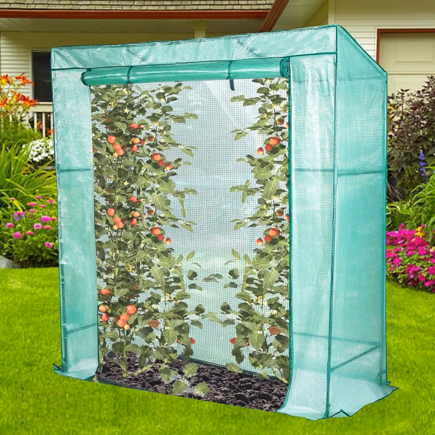 Serra con copertura in polietilene impermeabile, dimensioni 198x78x200 cm, struttura in acciaio, ideale per piante da giardino
