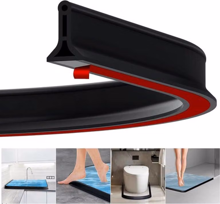 Guarnizione adesiva per doccia, ideale per l'uso con piastrelle in Vetroceramica, lunghezza 2 metri, protezione impermeabile contro gli schizzi, guarnizione in gomma flessibile per pavimenti e porte della doccia