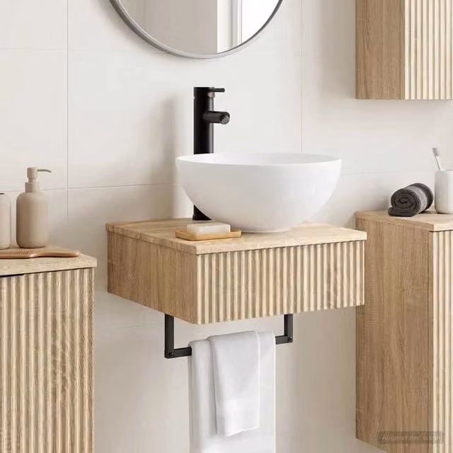 Lavabo da parete vidaXL in Rovere Sonoma, L 40 cm x P 41 cm x H 40,5 cm