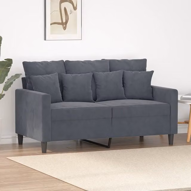 Divano moderno vidaXL in velluto grigio con struttura in metallo per il tuo soggiorno L: 138 cm, P: 80 cm, H: 77 cm