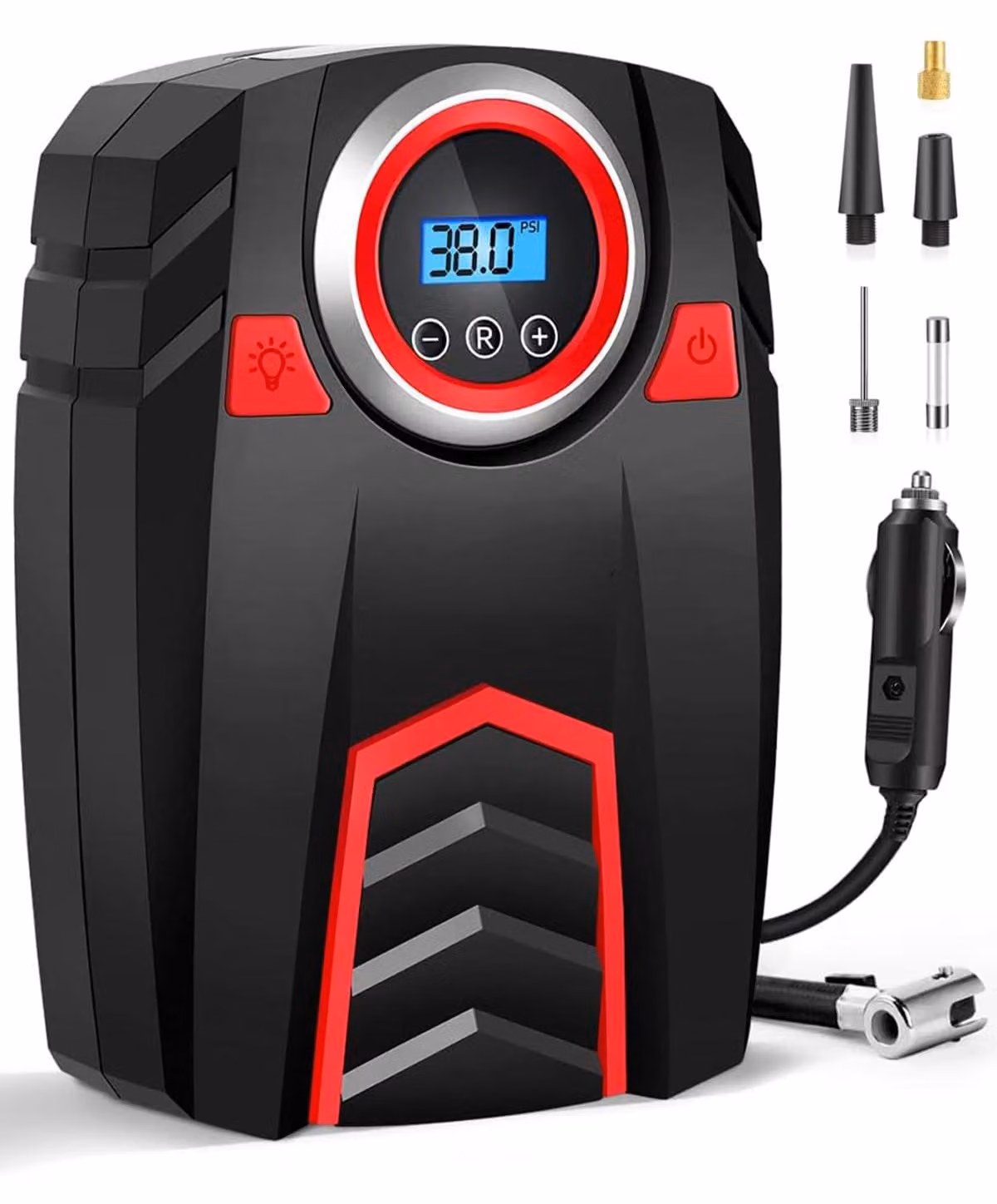 Compressore d'aria per auto, digitale, 12 V, 160 PSI, 30 litri al minuto. Portatile, con illuminazione a LED