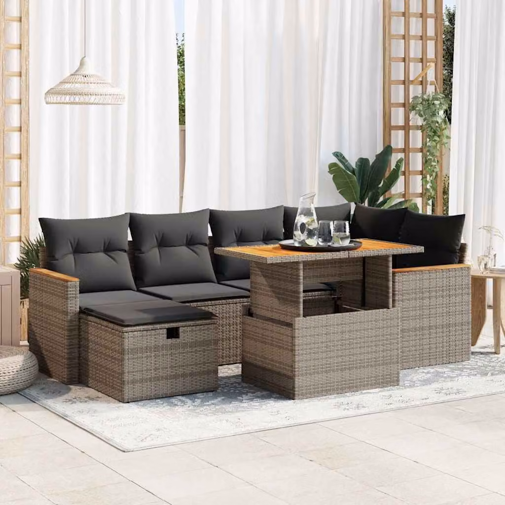 Maison Exclusive - Set da giardino 8 pezzi con cuscini grigio in polyrattan
