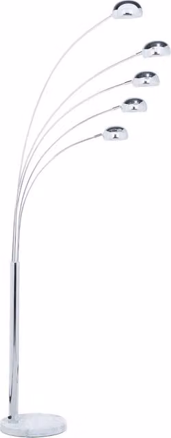 Lampada da terra Beliani in metallo cromato e marmo con 5 luci orientabili, colore argento, Altezza: 212 cm – 1