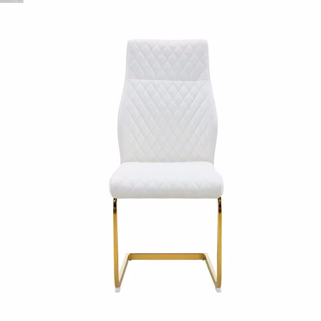 Set tavolo e sedie con 1 tavolo e 2 sedie da sala da pranzo, sedute imbottite, in MDF e metallo bianco e oro