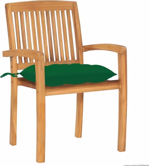 Sedie da Giardino 2 pz con Cuscini Verdi in Teak Massello 3063272