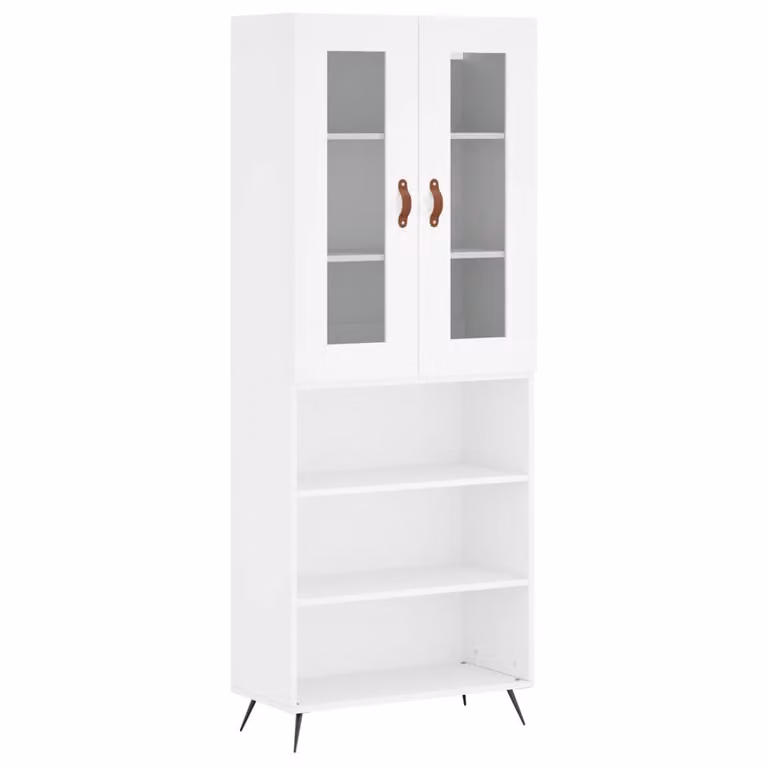 Credenza Bianca 69,5x34x180 cm in Legno Multistrato
