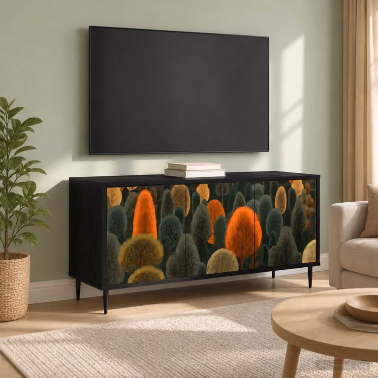 Mobile TV vidaXL ZAANDAM con ruote, Rovere Nero, L 102 x P 33 x H 51 cm