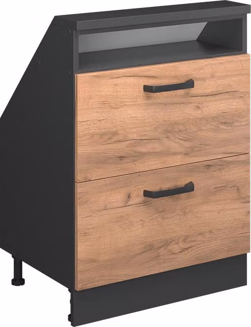 Mobile cucina sottotetto Vicco R-Line Rovere dorato 60 cm con 2 cassetti, Model 58214