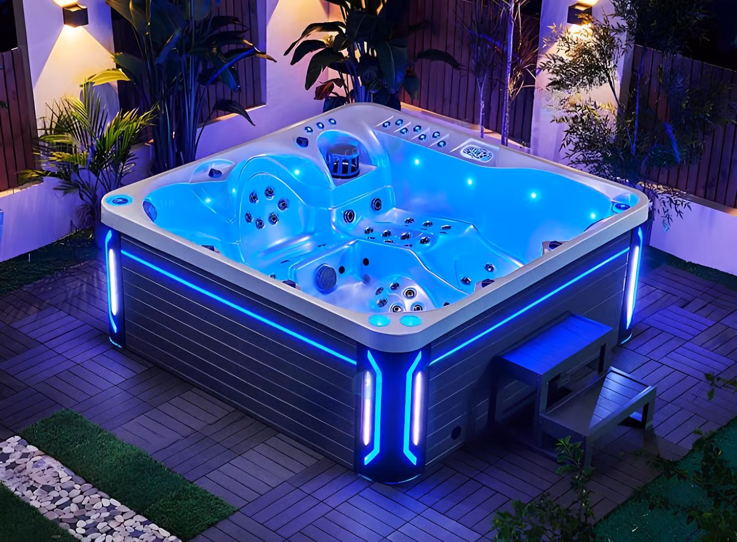 Spa-Bad Whirlpool Blubberbad Hydromassagewanne Whirlwanne 210x210 cm