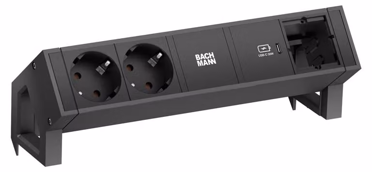 Bachmann Desk 2, da interno, tipo F, nero, 2 prese CA, 1 pezzo