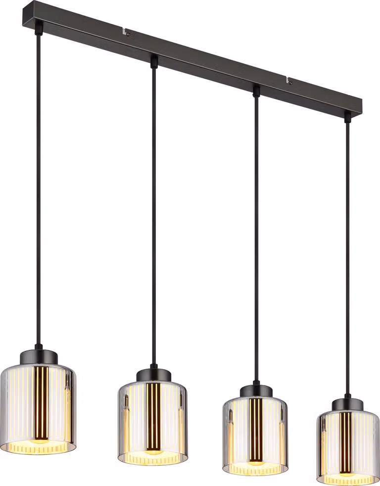 Lampada a sospensione, nero-cromo, vetro, cromato, H 120 cm