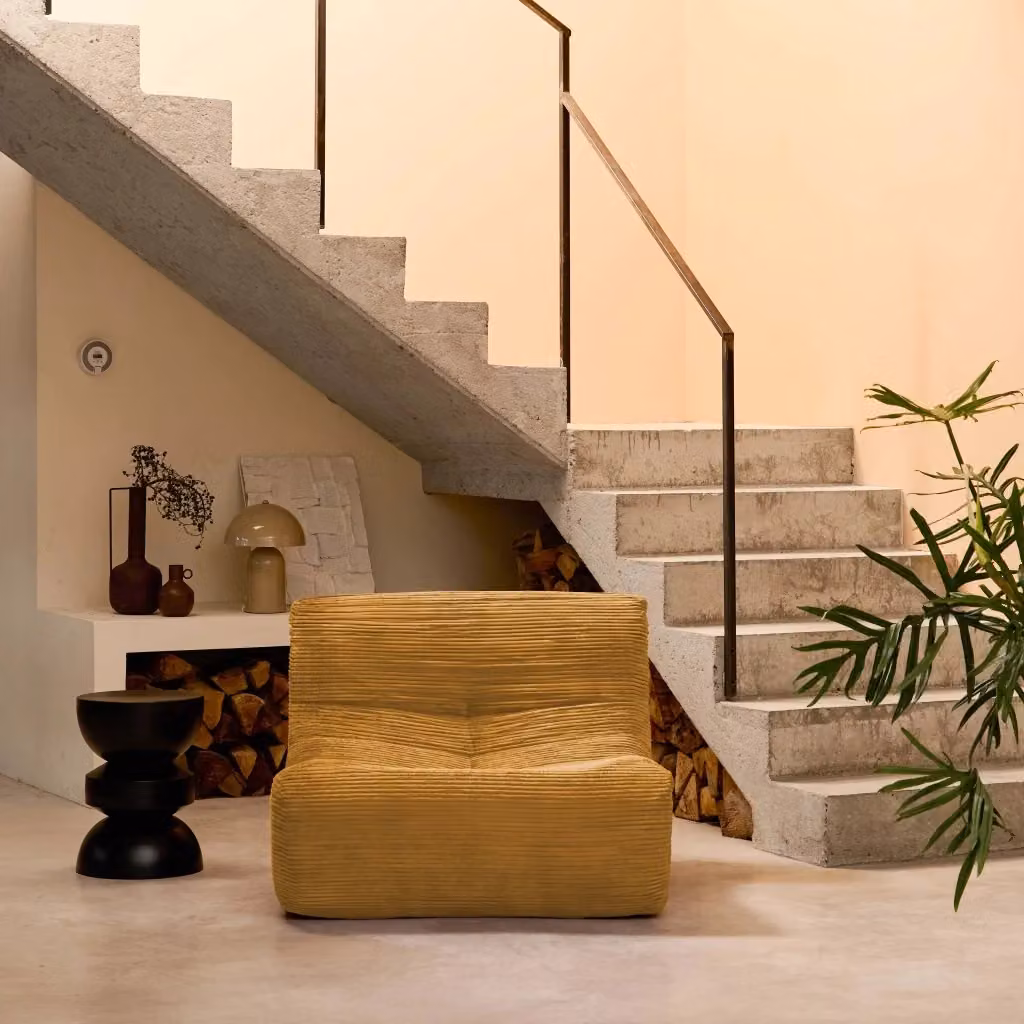 Modulo per divano modulare Sweeek in velluto a coste, beige e bianco, L: 105 cm, P: 72 cm, H: 35 cm – 2