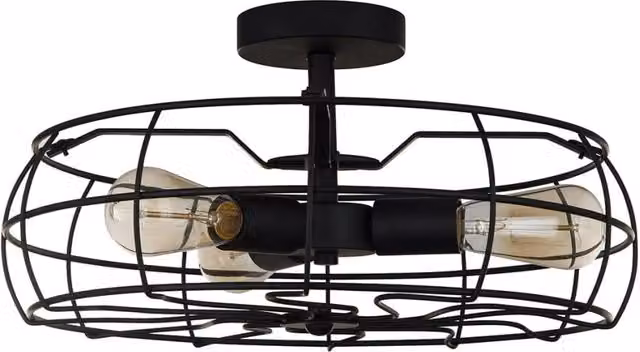 Italux Rayo plafoniera industriale in metallo nera con 3xE27, dimmabile, L 45 cm x P 45 cm x H 23 cm