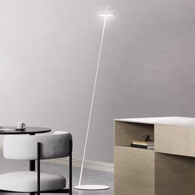 Sigor Lampada da terra a LED Mahina, dimmerabile, Bianco / Opale, Soggiorno / Sala da pranzo, Alluminio, Moderno, Lampada LED da terra