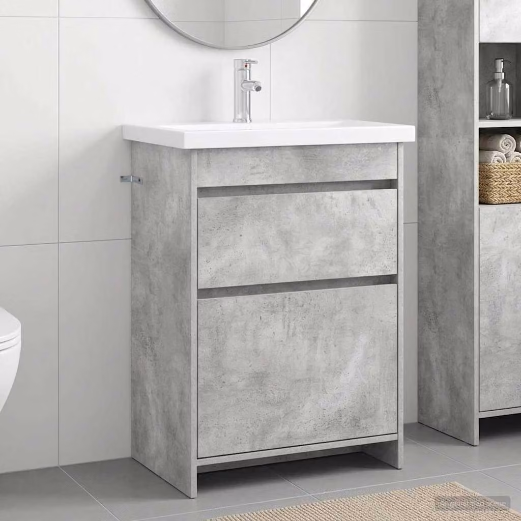 Mobile lavabo moderno vidaXL in legno grigio opaco L: 61 cm, P: 40 cm, H: 84,5 cm