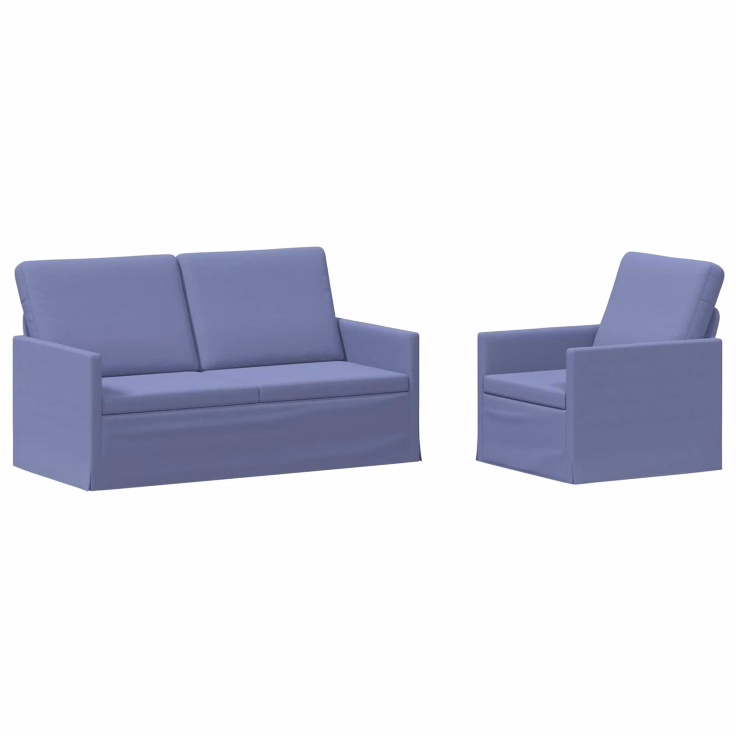 Set di 2 divani moderni vidaXL in tessuto blu jeans con struttura in metallo per il tuo soggiorno