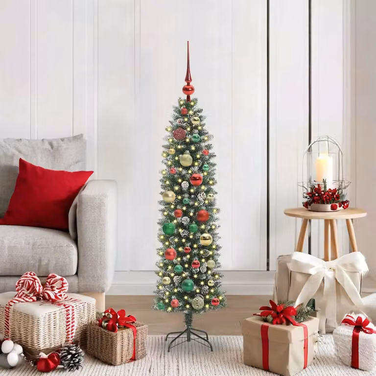 Albero di Natale artificiale da tavolo vidaXL moderno con luci LED bianco caldo, verde e bianco, Altezza: 120 cm