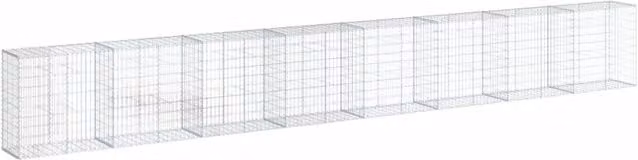 Gabbione muro di contenimento e recinto a gabbia con coperchio in ferro zincato argento L: 800 cm, P: 50 cm, H: 100 cm
