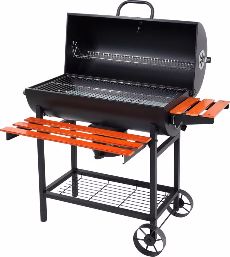 Barbecue a carbonella 71x34,5 cm con coperchio e ripiano