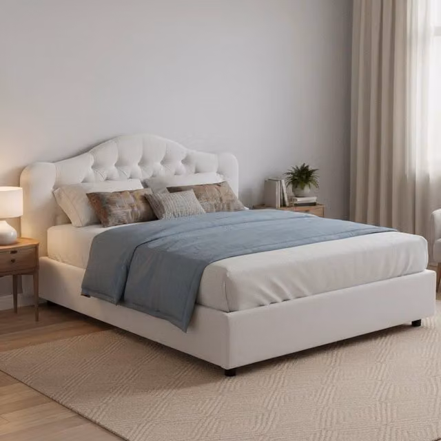 Letto Matrimoniale Allik DMORA con Materasso Incluso, Bianco, L/P: 160 x 200 cm