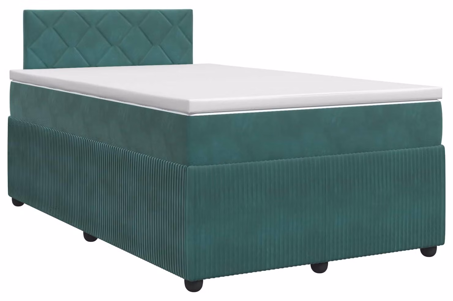 Letto a molle con materasso verde scuro 120 x 190 cm in velluto