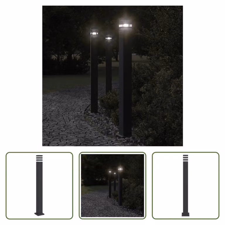 The Living Store Sentiero luce nero 110 cm alluminio