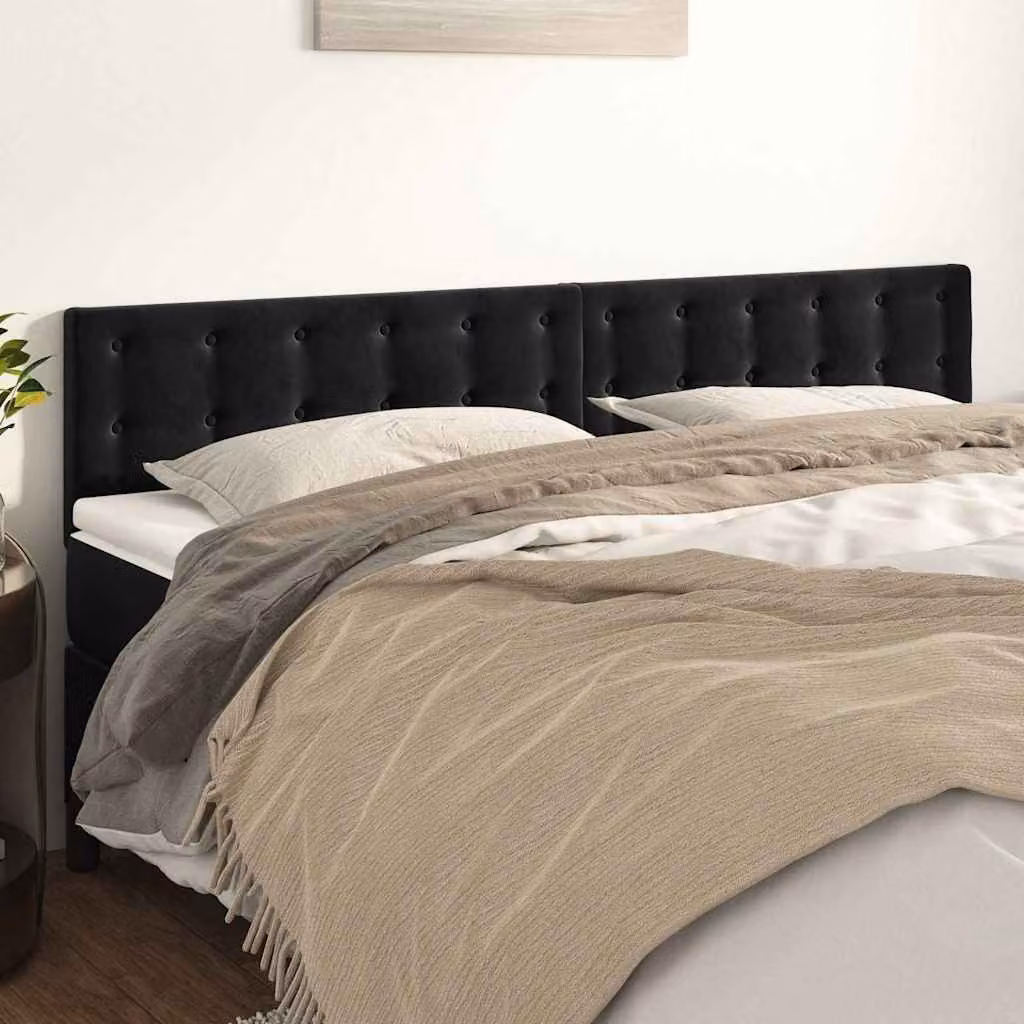 Testiera per letto vidaXL in velluto nero con pannello imbottito L: 160 cm, P: 5 cm, H: 78-88 cm