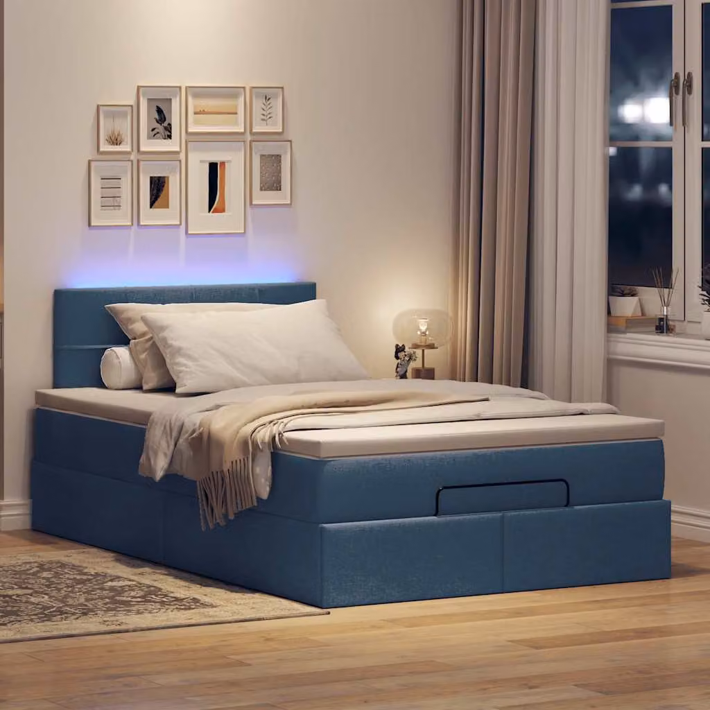 Maison Exclusive - Pouf Letto con Materasso e LED Blu 120x190cm in Tessuto