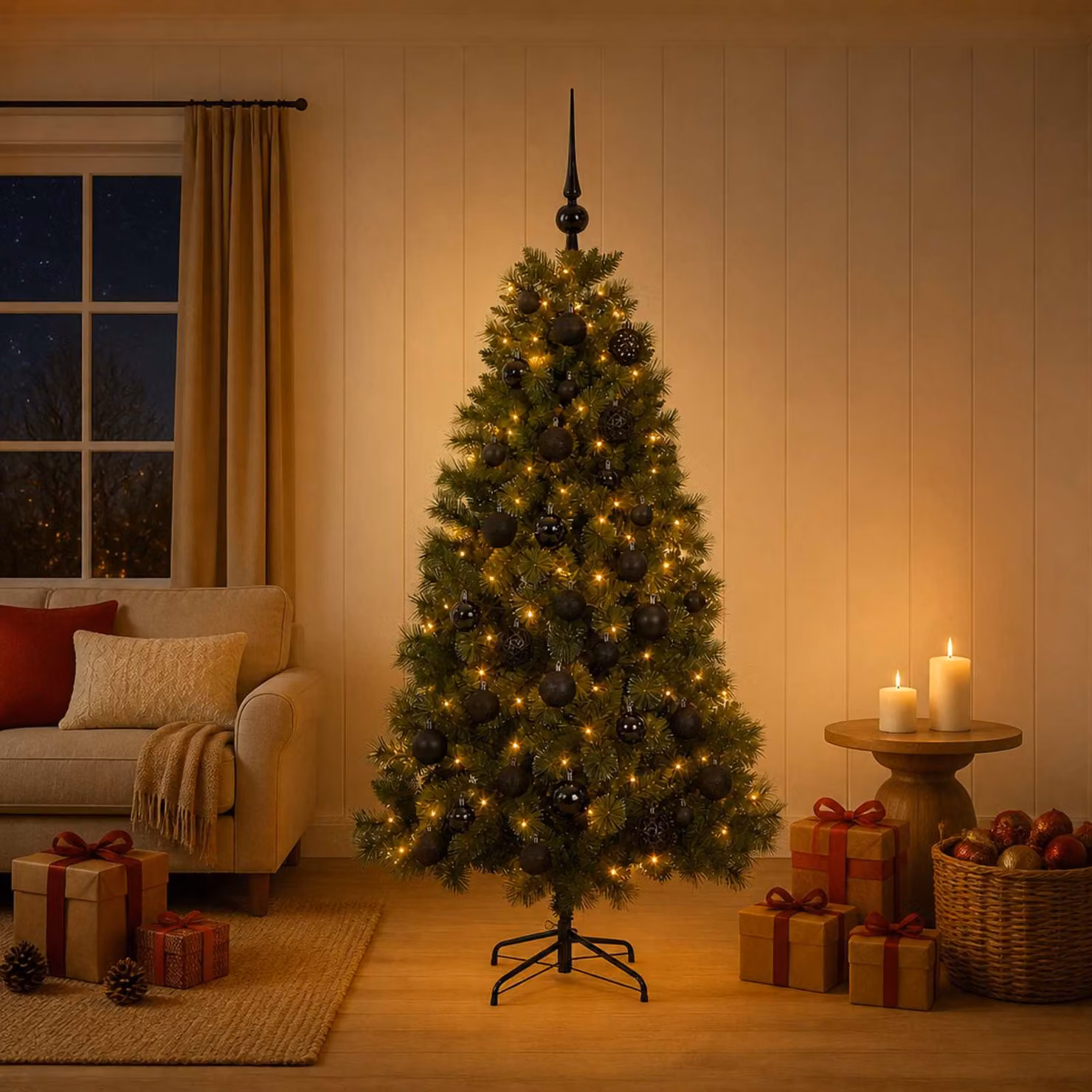 vidaXL Albero di Natale artificiale con palline 120 cm 150 LED