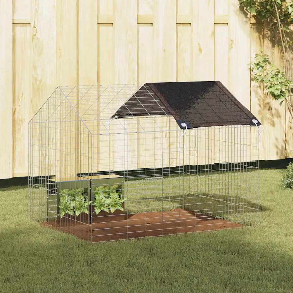 Gabbia per conigli vidaXL in acciaio zincato argento L: 100 cm, P: 78 cm, H: 78 cm