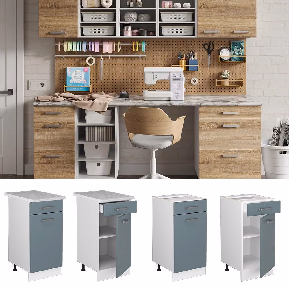 Base universale R-Line Vicco con cassetto, Grigio-blu, L: 40 cm – 2