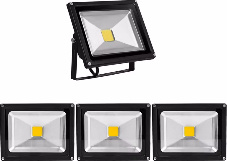 Greenmigo 4x 20W Proiettore a LED, luce bianca fredda, corpo in alluminio nero, IP65, impermeabile, lampada da parete, illuminazione diffusa, illuminazione a fascio largo, lampada da giardino a LED, faretto da esterno