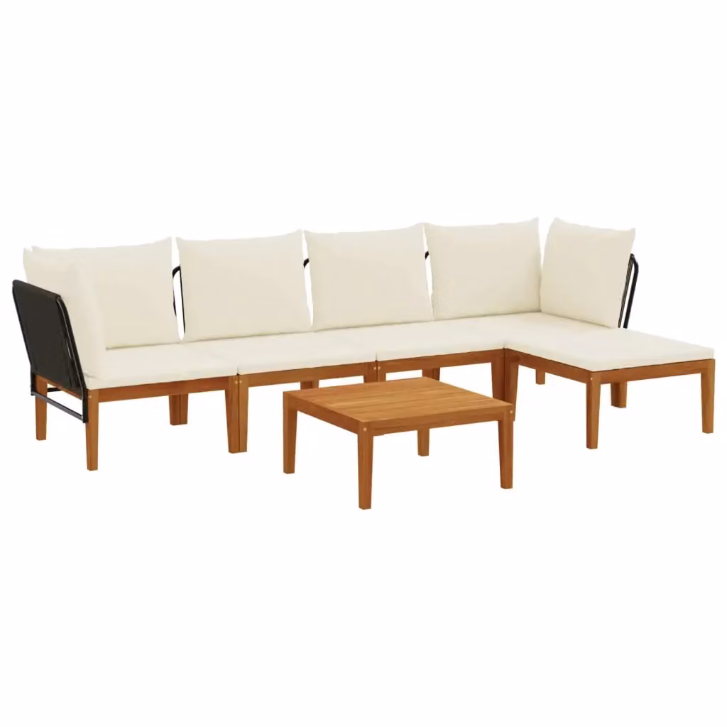 Set di 6 sedie moderne vidaXL in legno di acacia e corda bianca per giardino e terrazza – 2