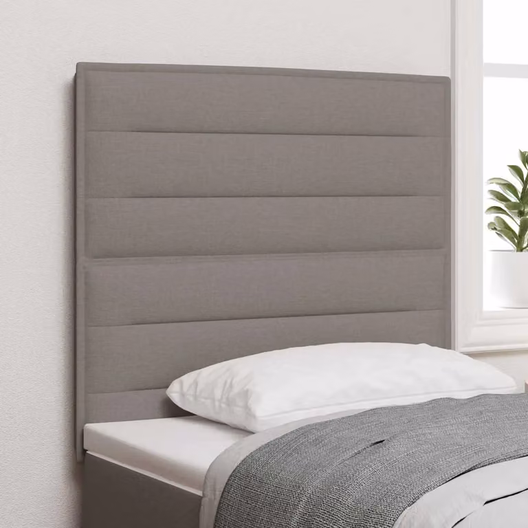 Testiera per letto moderna vidaXL in tessuto e legno, disponibile nei colori beige o grigio, L: 128 cm, H: 90 cm, P: 7 cm