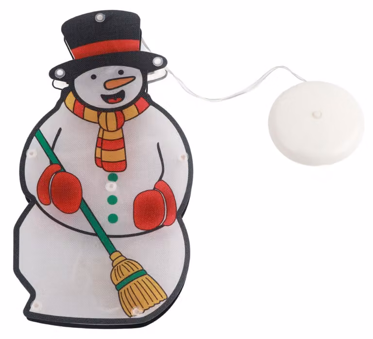 Decorazioni natalizie illuminate, pupazzo di neve, lampada a LED da finestra con ventosa, ideale per creare scenografie
