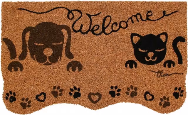 Zerbino Welcome Pet Thun in fibra di cocco marrone con grafica a tema animali