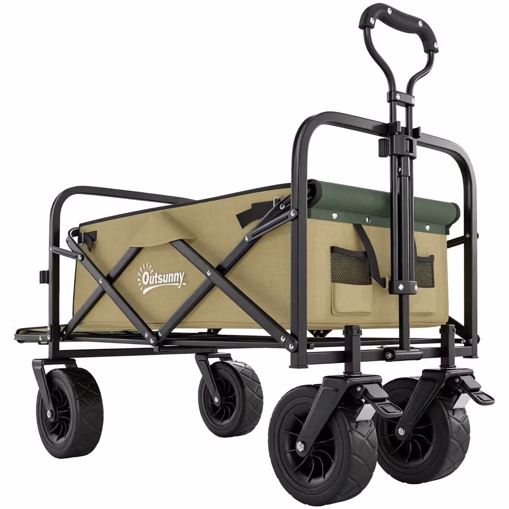 Carrello da Giardino Minimal in Acciaio e Tessuto Oxford Beige 110L – 2